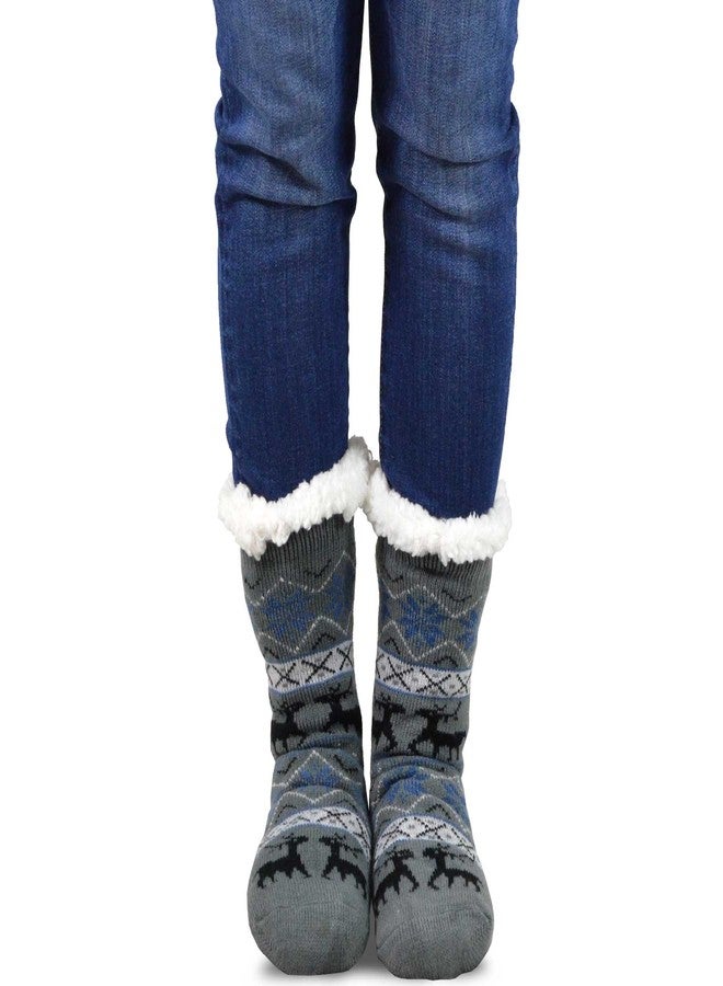 TeeHee Socks Thick Double Layer Thermal Winter Crew Socks for Women 9-11 3 Pairs Snowflake Deer GEO Cool Pattern Grey Black Purple - Image 3